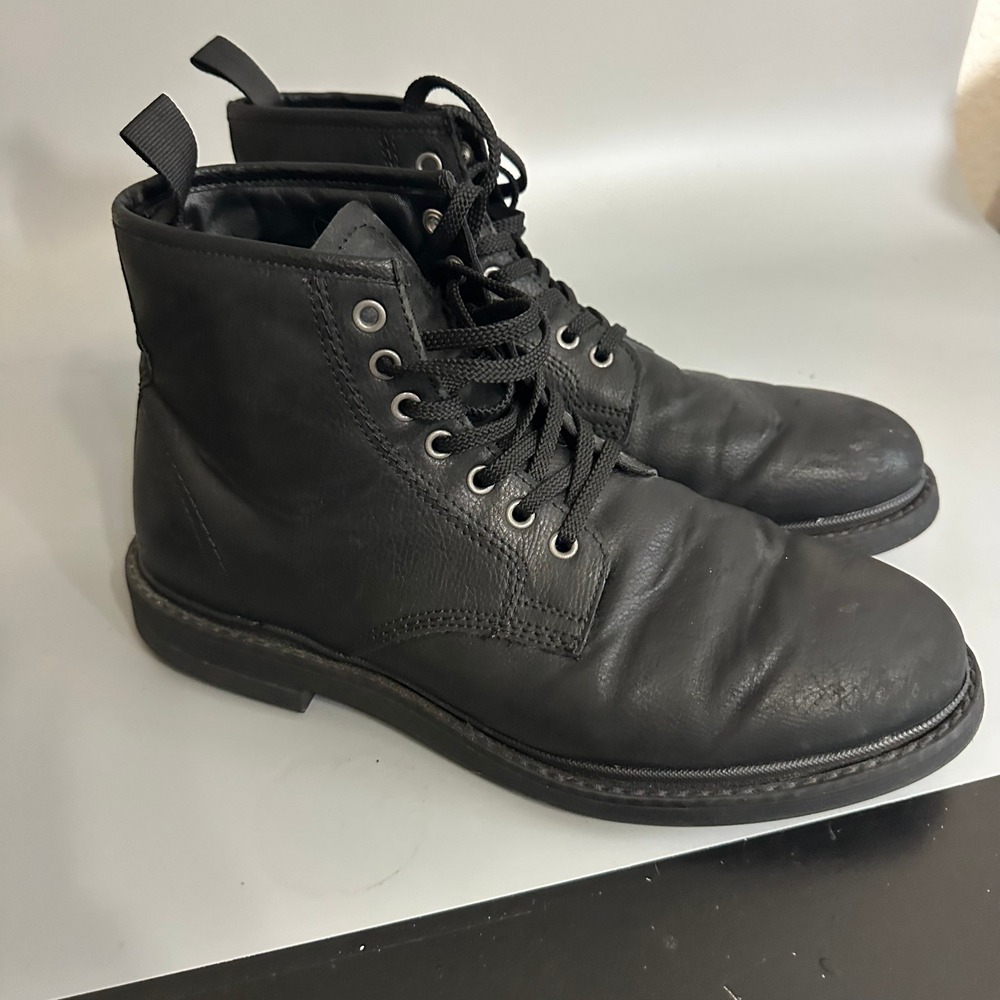 Zara Men Black Lace Up Combat Boots Ankle Lug Sole Round Toe 2095/620/040 EU 43